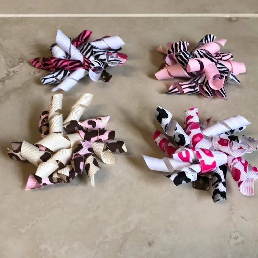 2/$15 4 Animal Print Corker Hair Clips | Baby Bow Hair Accessories